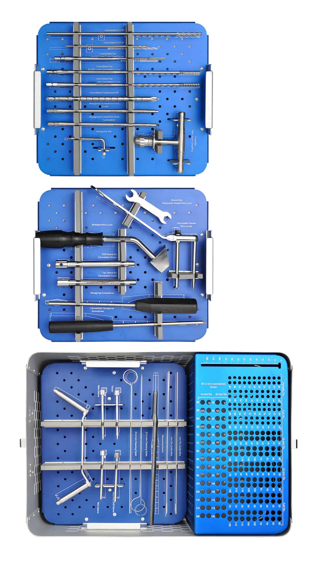 SET D'INSTRUMENTS CHIRURGIE VIS CANULÉE 2,7/3,5/4,0 MM - ORTIMPLANT